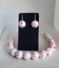 Load image into Gallery viewer, Blood Splatter Gumball Bead Necklace and Earrings Set