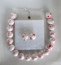 Load image into Gallery viewer, Blood Splatter Gumball Bead Necklace and Earrings Set
