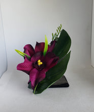 Load image into Gallery viewer, Triple Orchid Tropical Hair Flower in Dark Purple
