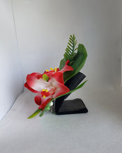 Load image into Gallery viewer, Triple Orchid Tropical Hair Flower in Red and White