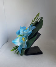 Load image into Gallery viewer, Triple Orchid Tropical Hair Flower in Blue