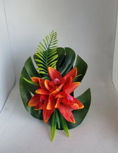 Load image into Gallery viewer, Triple Orchid Tropical Hair Flower in Orange