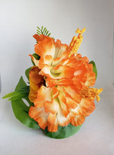 Load image into Gallery viewer, Double Hibiscus Hair Clip in Orange
