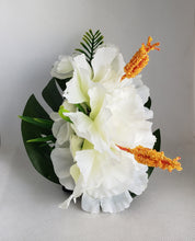 Load image into Gallery viewer, Double Hibiscus Hair Clip in Off White