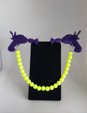 Load image into Gallery viewer, Ray Gun Cardigan Clips in Galaxy Purple and Neon Yellow