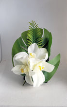 Load image into Gallery viewer, Triple Orchid Tropical Hair Flower in Off White