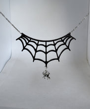 Load image into Gallery viewer, Black Sparkle Spiderweb Necklace