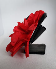 Load image into Gallery viewer, Large Dahlia Hair Flower in Red with Black Spider