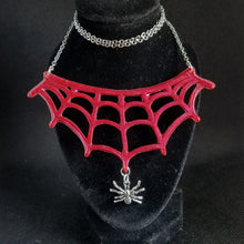 Load image into Gallery viewer, Firecracker Red Spiderweb Necklace