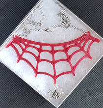 Load image into Gallery viewer, Firecracker Red Spiderweb Necklace