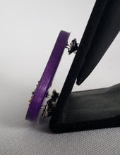 Load image into Gallery viewer, Large Atomic Boomerang Brooch with Sunburst and Rhinestones in Amethyst