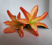 Load image into Gallery viewer, Double Lily Hair Flower in Orange