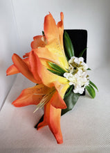 Load image into Gallery viewer, Double Lily Hair Flower in Orange