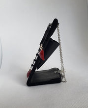 Load image into Gallery viewer, Broken Heart Bat Necklace in Bitten Red and Black