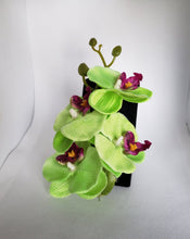 Load image into Gallery viewer, Quadruple Orchid Hair Flowers in Bright Green