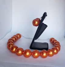 Load image into Gallery viewer, Acrylic and Glitter Gumball Bead Earrings and Necklace Set in Orange