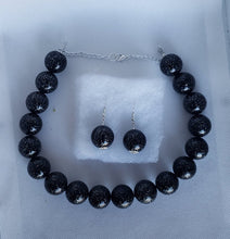 Load image into Gallery viewer, Acrylic and Glitter Gumball Bead Earrings and Necklace Set in Black