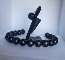 Load image into Gallery viewer, Acrylic and Glitter Gumball Bead Earrings and Necklace Set in Black