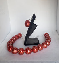 Load image into Gallery viewer, Acrylic and Glitter Gumball Bead Earrings and Necklace Set in Red