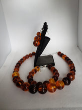 Load image into Gallery viewer, Acrylic Gumball Bead Necklace, Bracelet, and Earrings Set in Brown