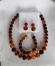 Load image into Gallery viewer, Acrylic Gumball Bead Necklace, Bracelet, and Earrings Set in Brown