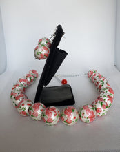 Load image into Gallery viewer, Rose Print Gumball Bead Necklace and Earrings Set