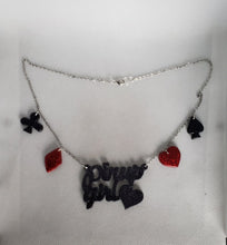 Load image into Gallery viewer, Pinup Girl Card Suit Necklace in Bitten Red and Black
