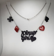 Load image into Gallery viewer, Pinup Girl Card Suit Necklace in Bitten Red and Black