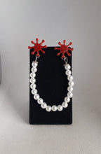 Load image into Gallery viewer, Atomic Sunburst Cardigan Clips in red and white