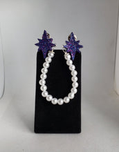 Load image into Gallery viewer, Atomic Star Cardigan Clips in Galaxy Purple and White