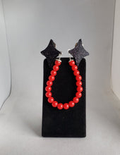 Load image into Gallery viewer, Atomic Diamond Shaped Cardigan Clips in Black and Red