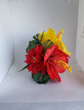 Load image into Gallery viewer, Double Hibiscus Hair Clip in Red and Yellow
