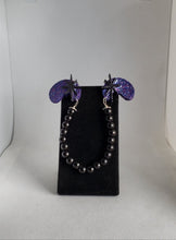 Load image into Gallery viewer, Atomic Boomerang and Star Cardigan Clips in Galaxy Purple and Black