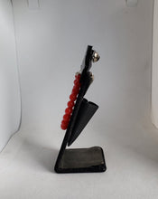 Load image into Gallery viewer, Atomic Diamond Shaped Cardigan Clips in Black and Red