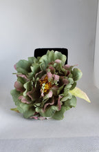 Load image into Gallery viewer, Peony Hair Flower in Dark Green