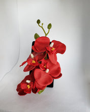 Load image into Gallery viewer, Quadruple Orchid Hair Flower in Red