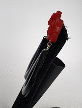 Load image into Gallery viewer, Rose and Hoop Earrings in Red and Black