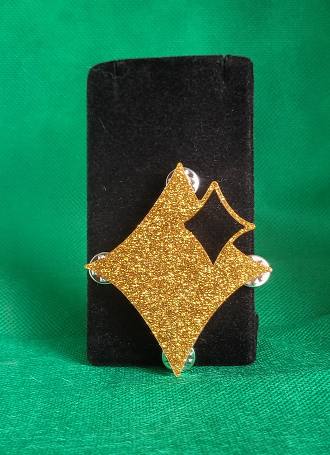 Double Diamond Brooch in Gold Resin