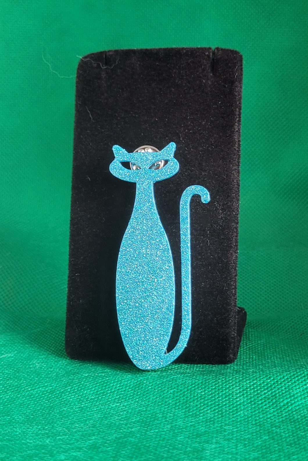 Atomic Kitty Brooch in Ice Blue