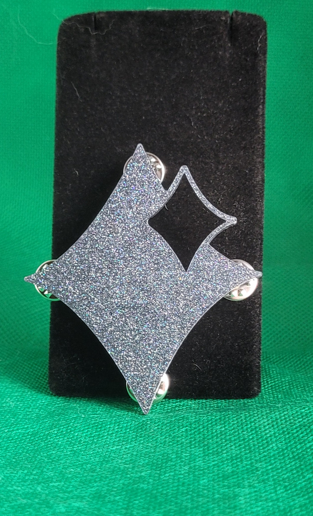 Double Diamond Brooch in Silver Resin