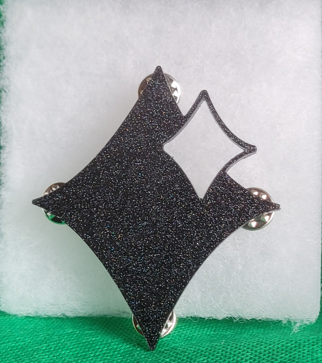 Double Diamond Brooch in Black