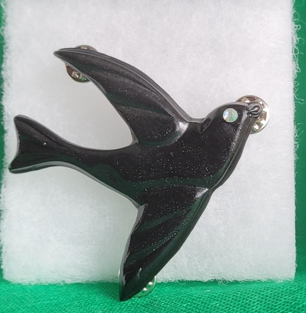 Swallow Brooch in Black