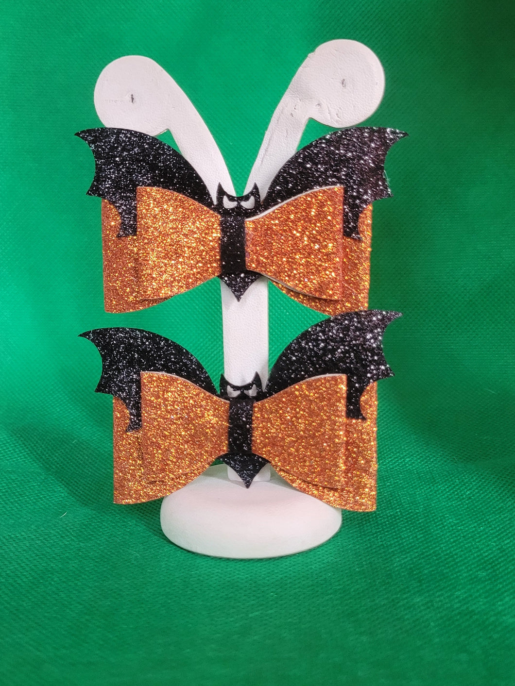 Batty Bow Hair Clip Set in Orange