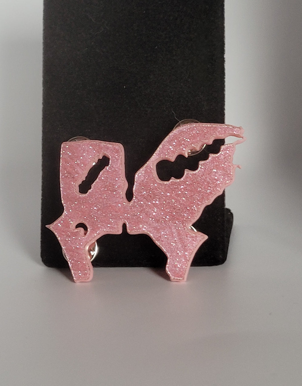 Monster and Bride Brooch in Glitter Pink Acrylic