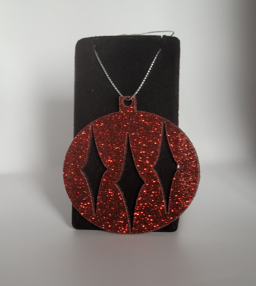 Triple Diamond Tree Ornament in Red Glitter Acrylic