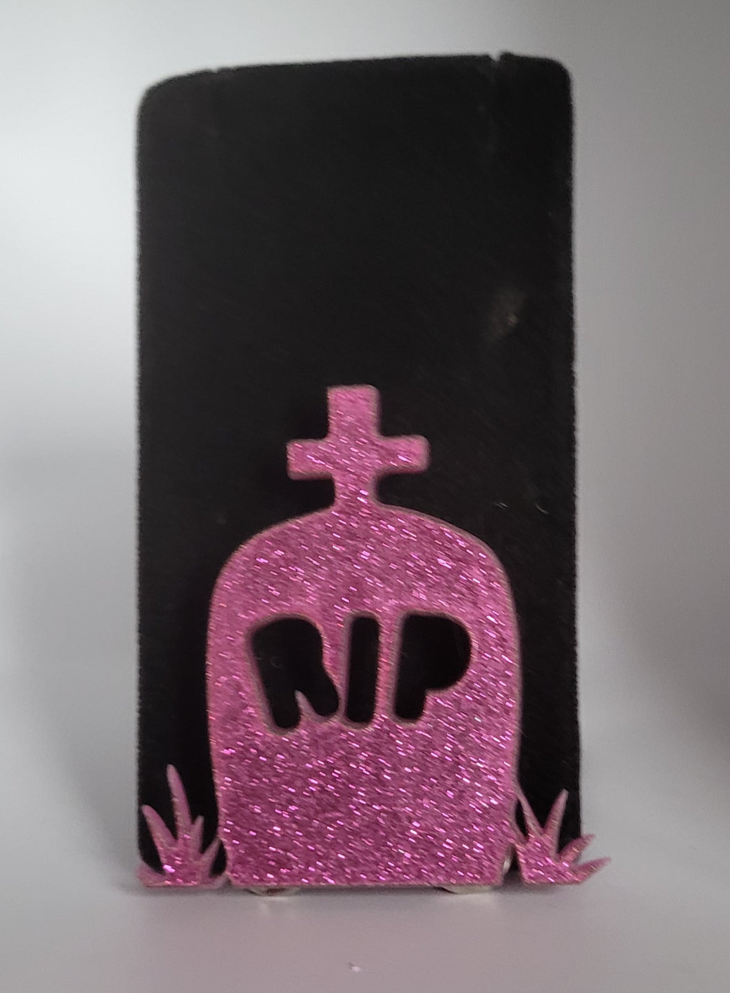 Headstone Brooch in Glitter Fuchsia Acrylic