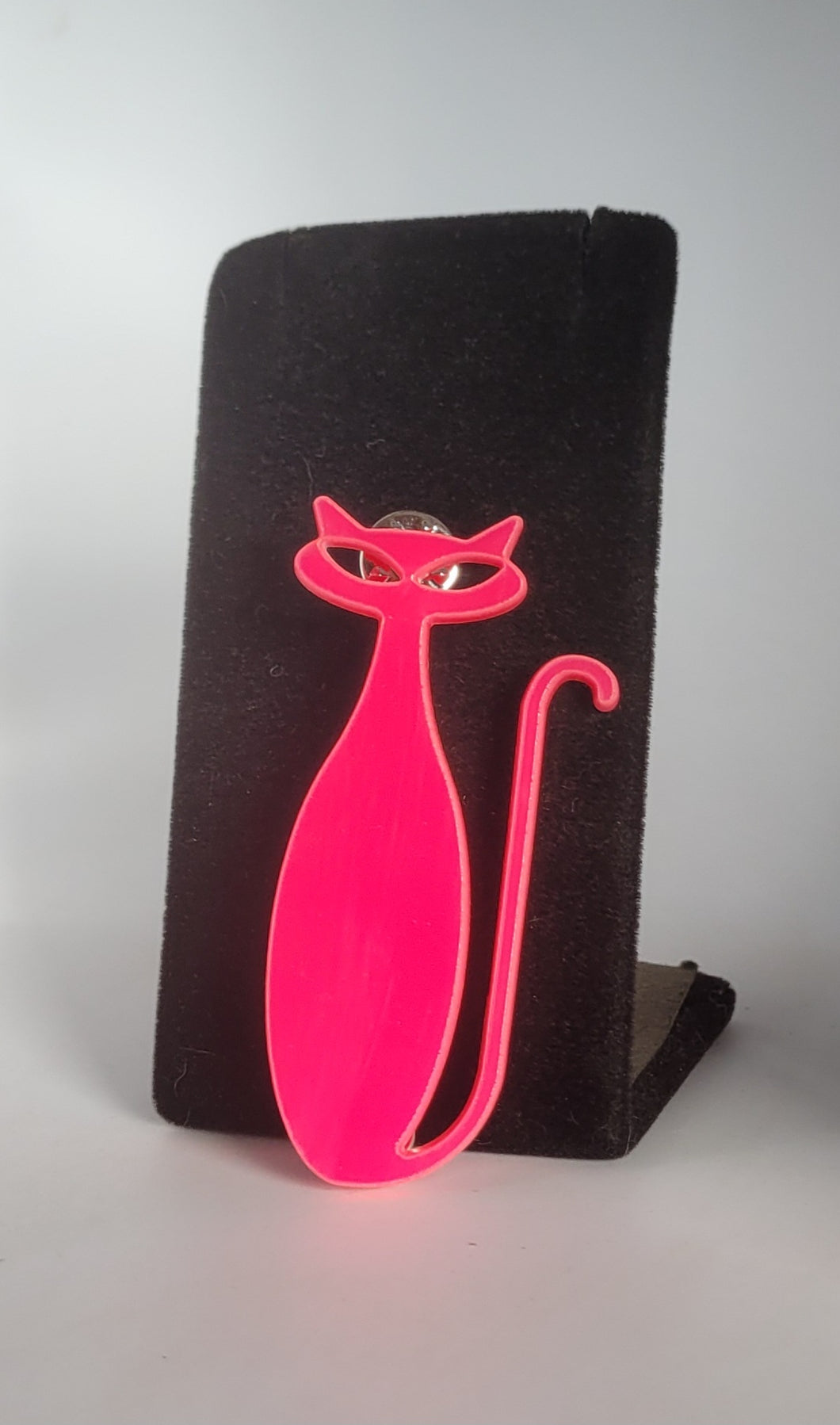 Atomic Kitty Brooch in Opaque Hot Pink Acrylic