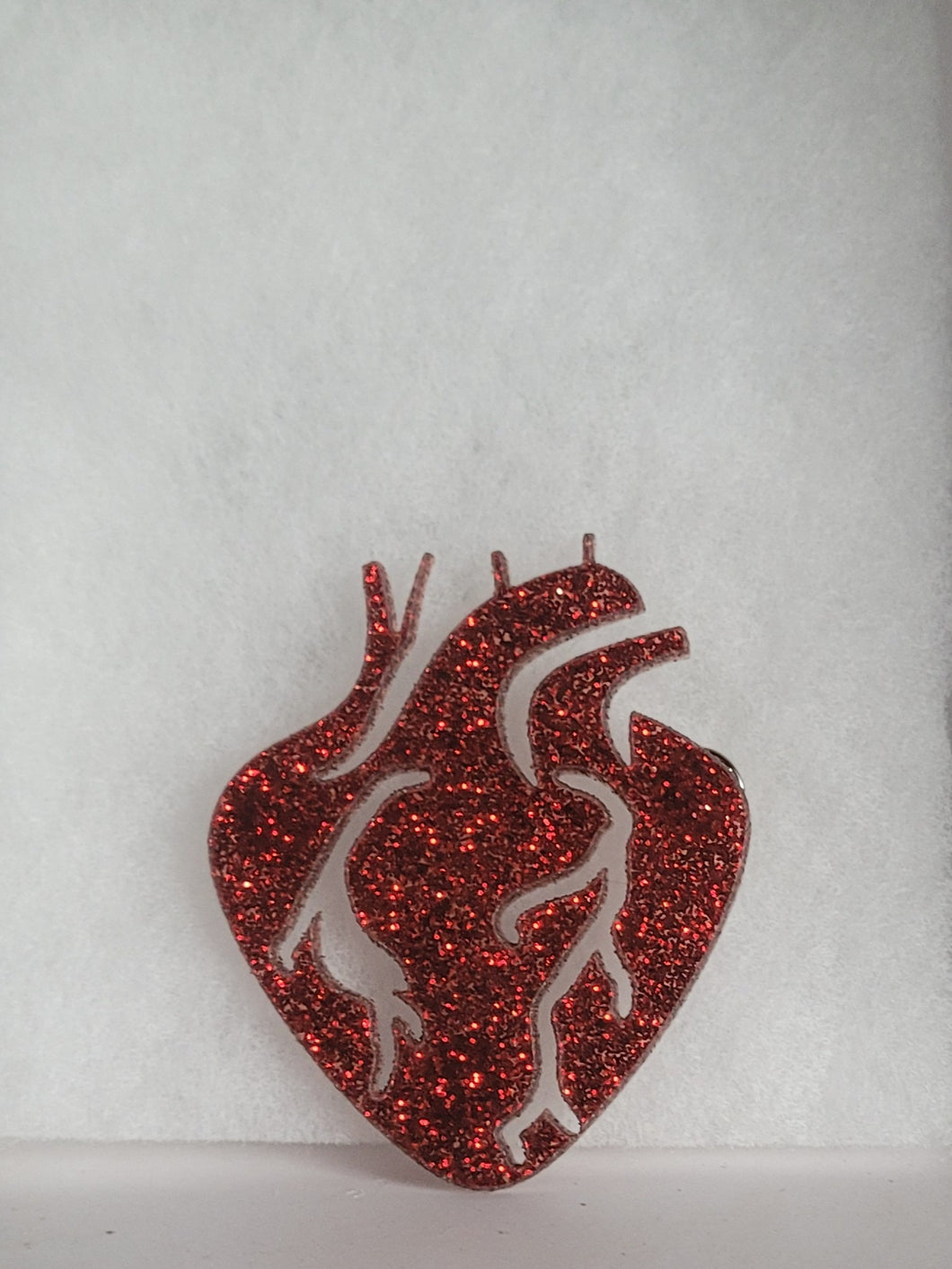 Human Heart Brooch in Glitter Red Acrylic