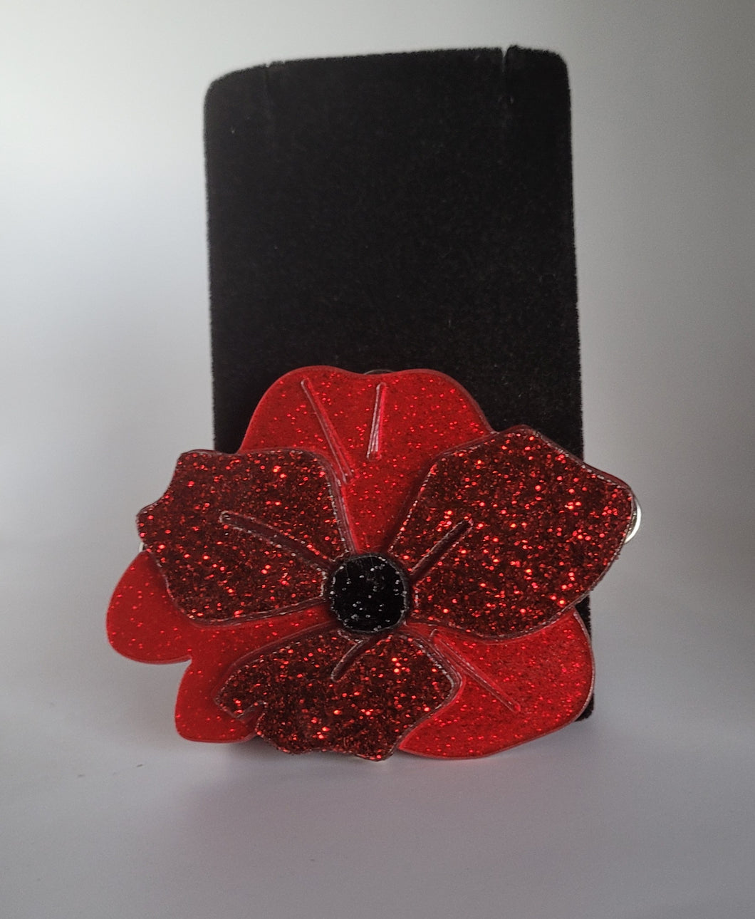 Layered Poppy Brooch in Glitter Red Acrylic