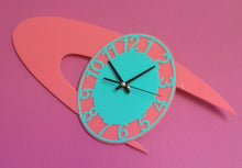 Load image into Gallery viewer, Large Orbital Wall Clock in Pink and Mint Blue
